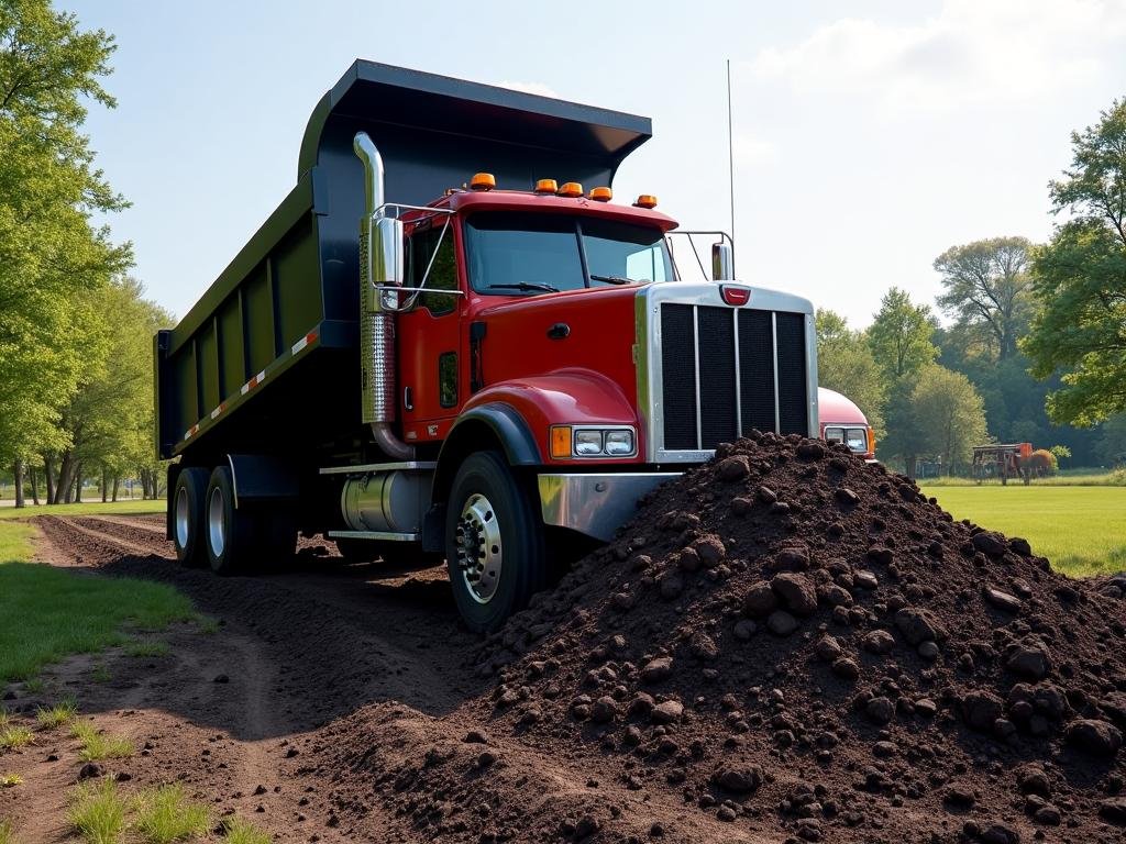 Bulk material delivery truck serving the Ninth Ward in New Orleans