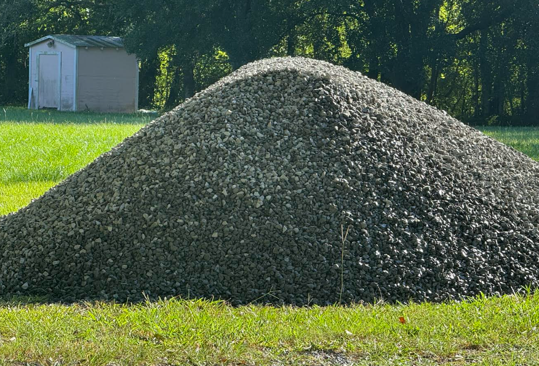 Crushed Limestone bulk material pile - NOLA Sand & Gravel