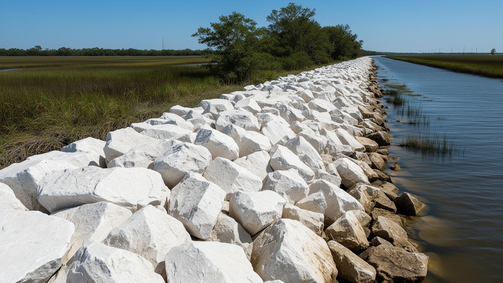 Rip Rap Limestone in use on a New Orleans project